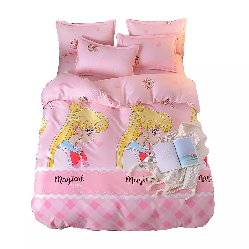 Pink Sailor Moon Bed Sheet 4 Pieces AD11857