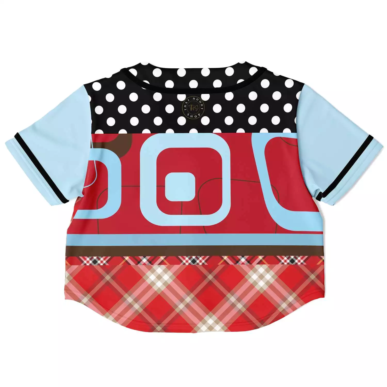 Red Pacific Palisades Geo Cropped Button Front Jersey