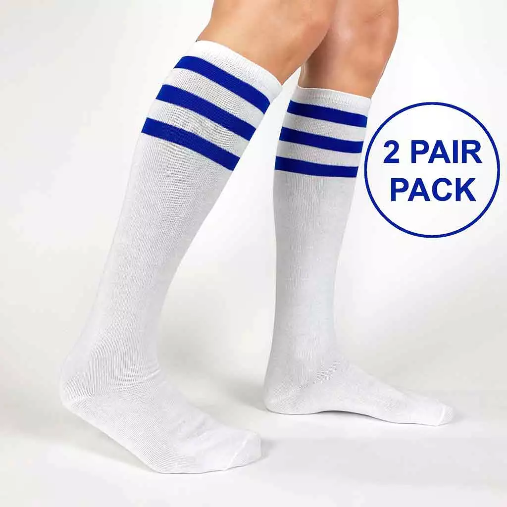 Red Striped Knee Hi Socks for Women on Sale - 2 Pair Pack