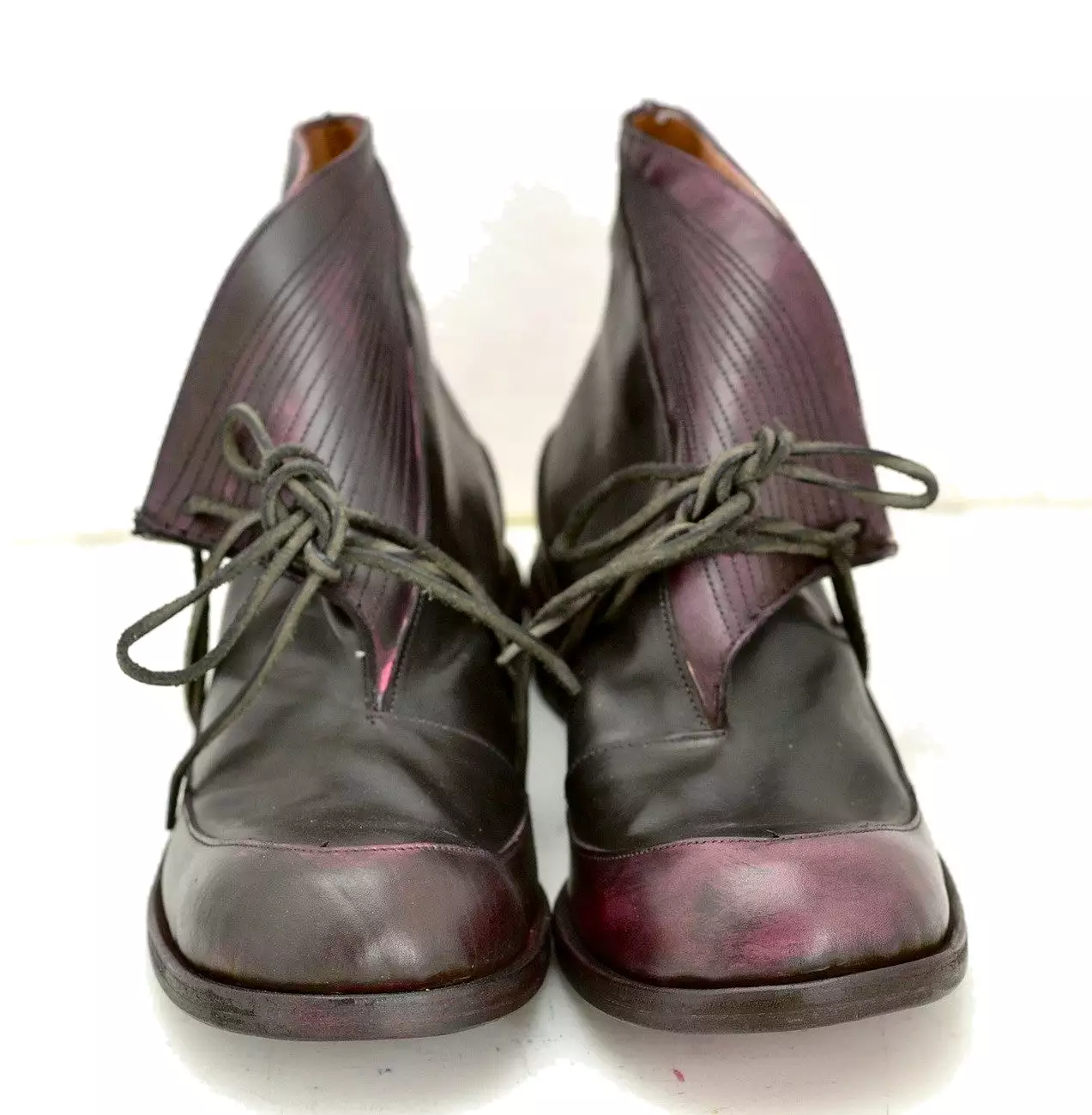 Sneaker boot  |  Foldover black and plum calf