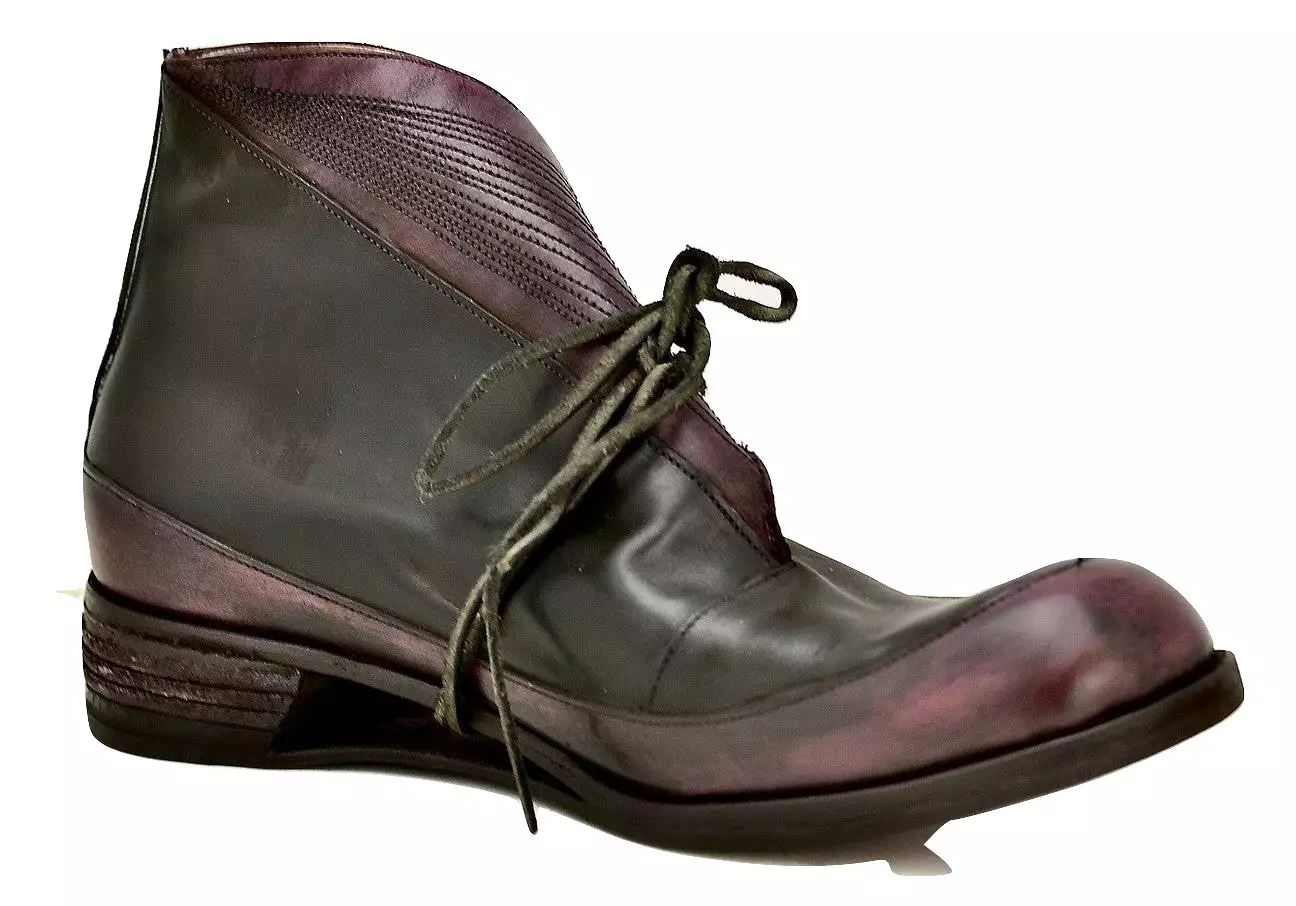 Sneaker boot  |  Foldover black and plum calf