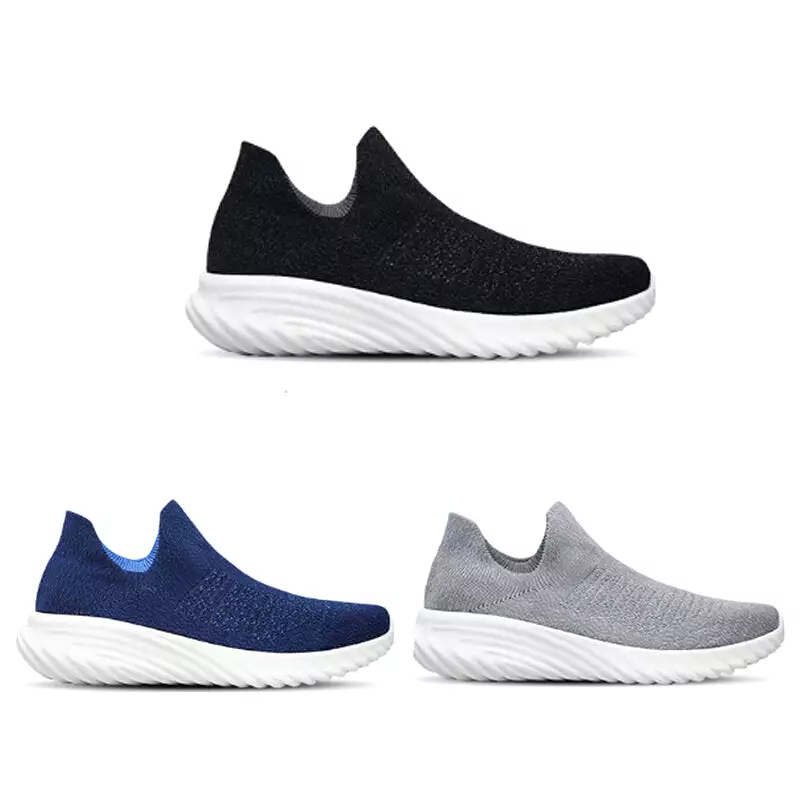 Sneakers 2 Antibacterial Men's Running Shoes Ultralight Breathable Elastic Non-slip Daily Sports Shoes Casual Socks Walking Shoe