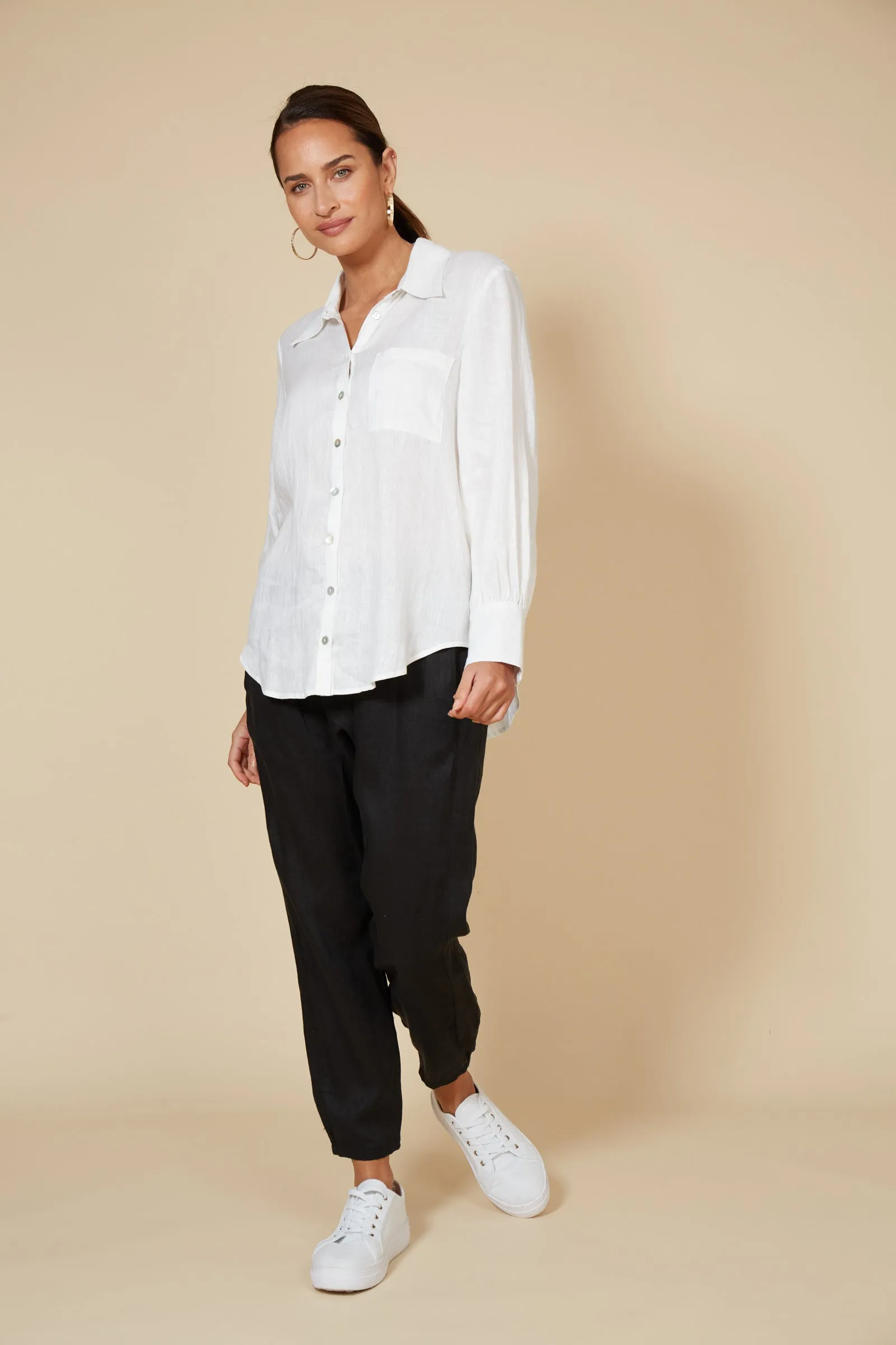 Studio Linen Shirt - White Salt