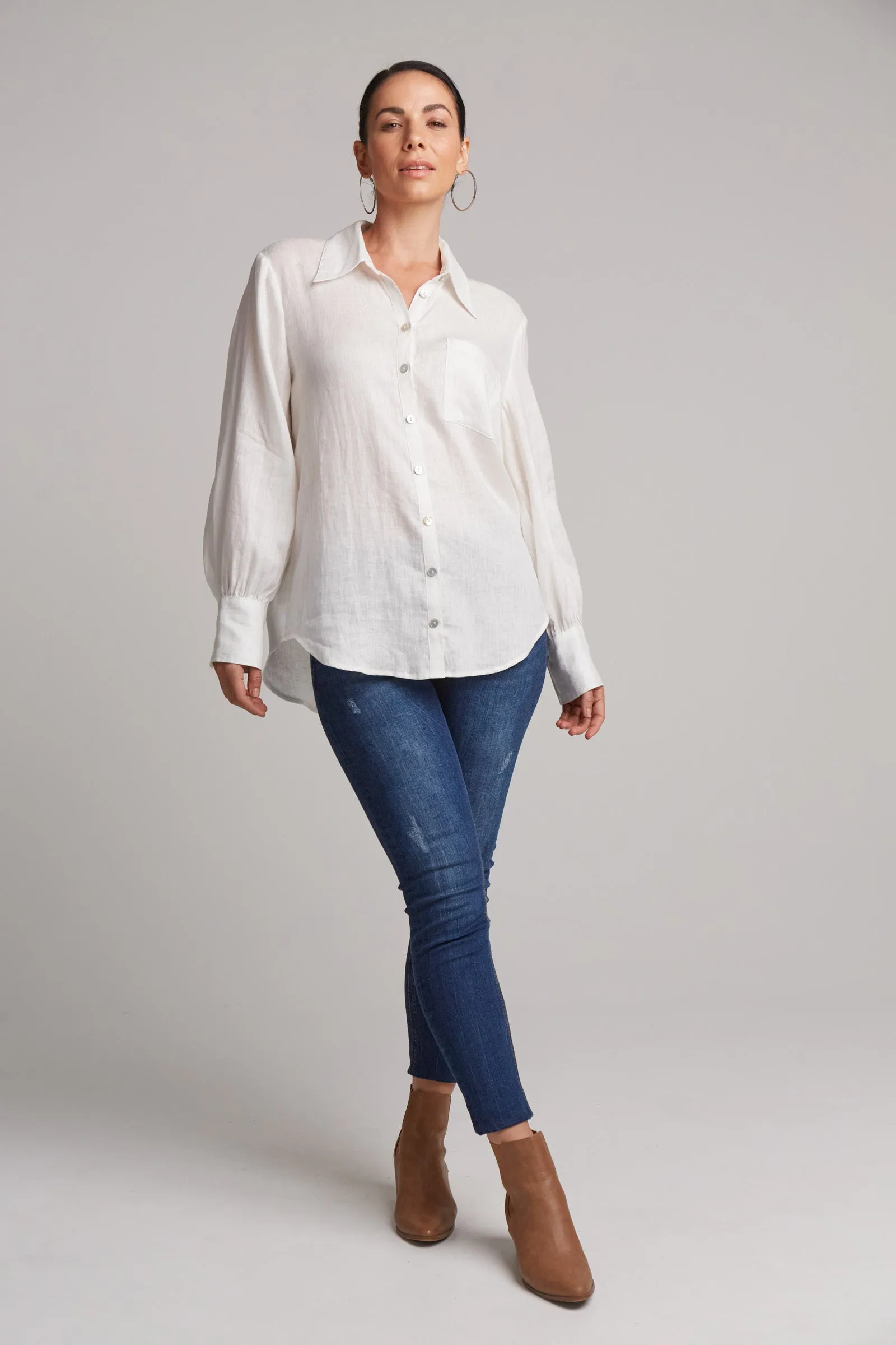 Studio Linen Shirt - White Salt