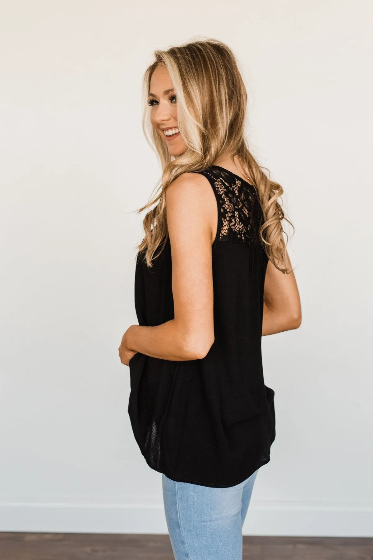 Sweet Summer Nights Lace Tank Top- Black