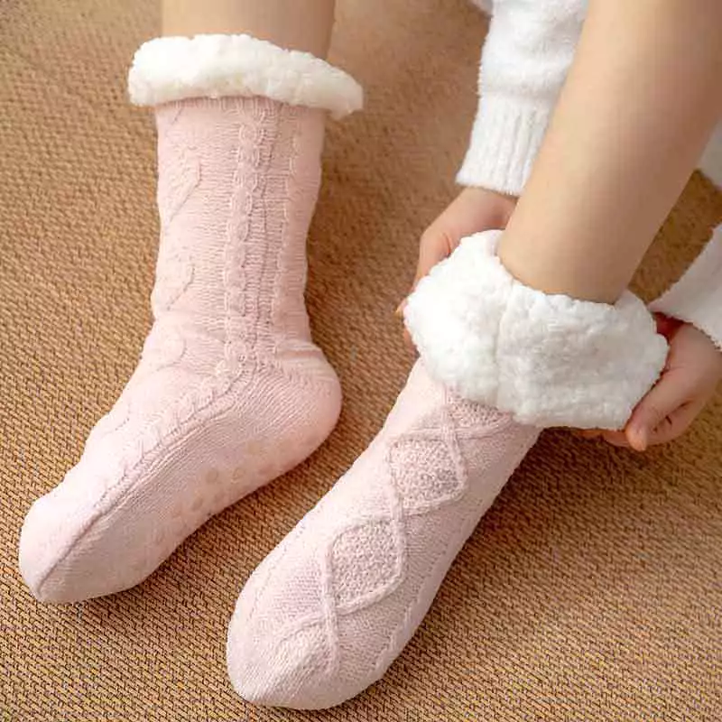 Thickened Winter Woven Thermal Cashmere Socks Floor Socks Women's Carpet Slippers