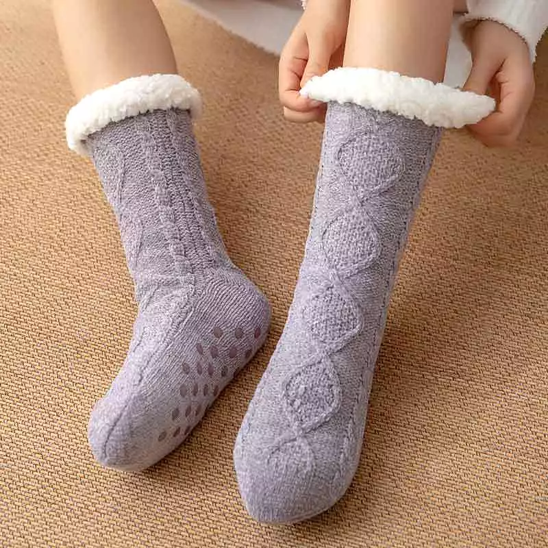 Thickened Winter Woven Thermal Cashmere Socks Floor Socks Women's Carpet Slippers