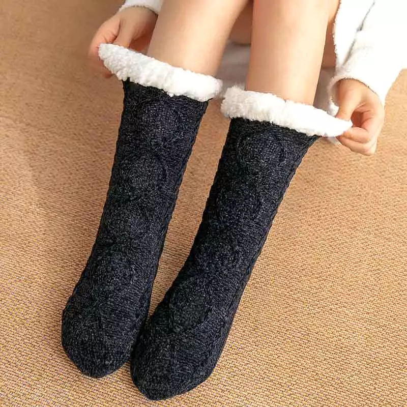 Thickened Winter Woven Thermal Cashmere Socks Floor Socks Women's Carpet Slippers